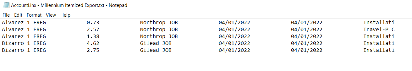 ALX - Export Example - Millennium - Itemized.png