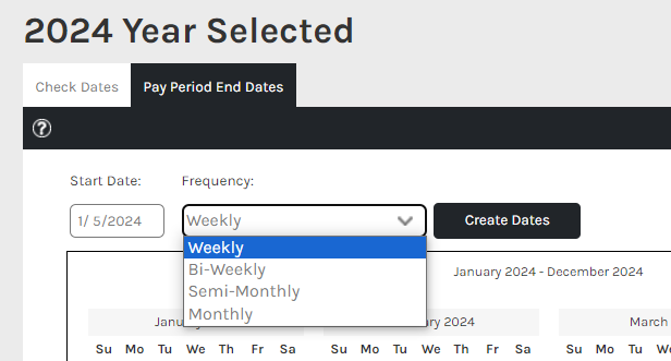CHR - Setup Properties - Pay Schedules - Select Year - Pay Period End Dates - 00.png