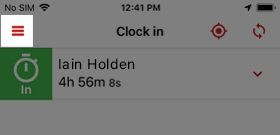 Setting_Up_ExakTime_Mobile_With_A_Default_Location_or_Cost_Code__360015541394__EM_iOS_-_Time_Clock_-_Menu_Button.png